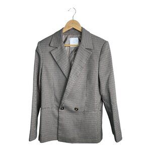 Mango (MNG) Micro-Houndstooth Double-Breasted Jacket Women's Size Medium